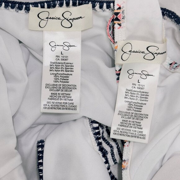 JESSICA SIMPSON Women's Swimsuit Multi Geometric Bikini Top Size L Bottom Size L - Picture 7 of 9